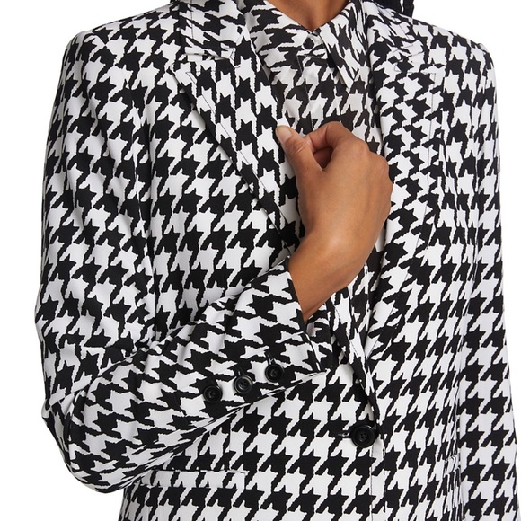 NWT Alice + Olivia Breann checkered black white houndstooth blazer jacket size 2 - Picture 2 of 15